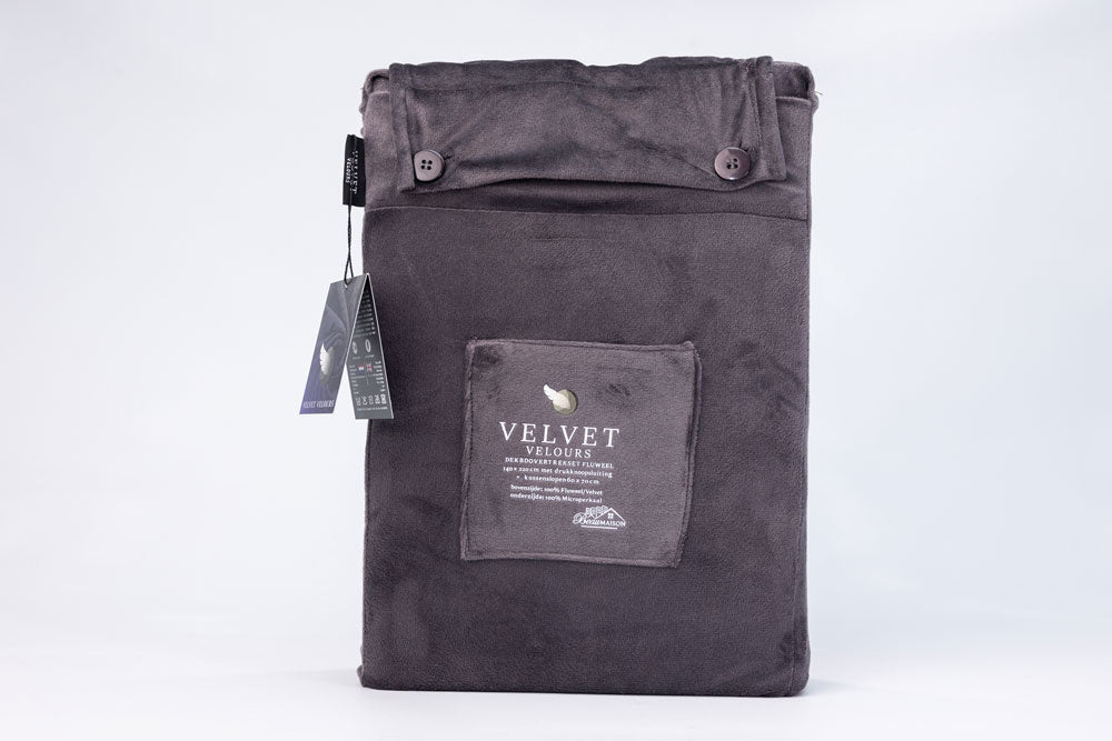 Fluwelen Dekbedovertrek Antraciet-Donkergrijs Velvet/Velours
