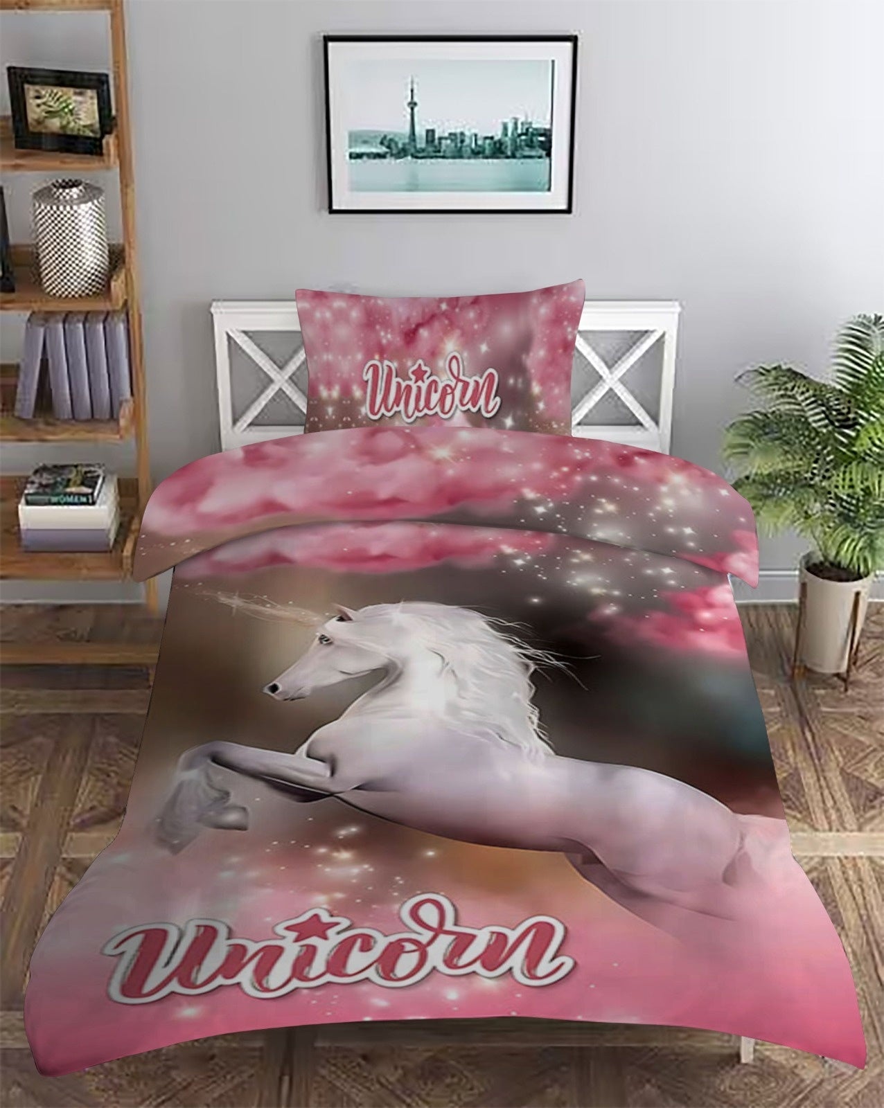 Satijnen Dekbedovertrek Unicorn - Kinderdekbedovertrek
