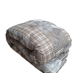 Bedrukte dekbed Beige-Taupe