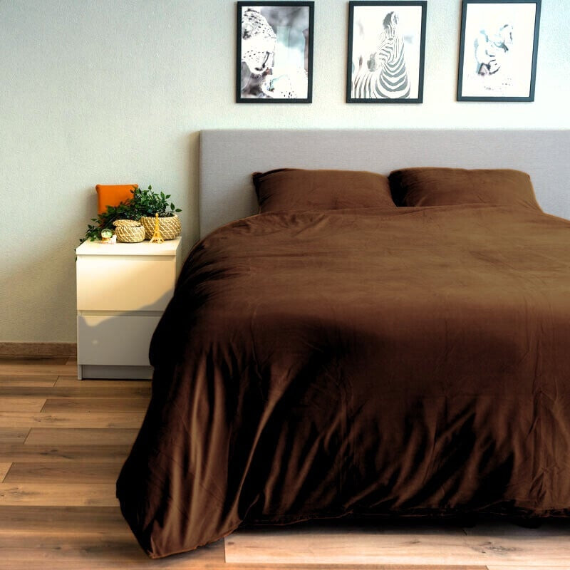 Fluwelen Dekbedovertrek Coffee Brown