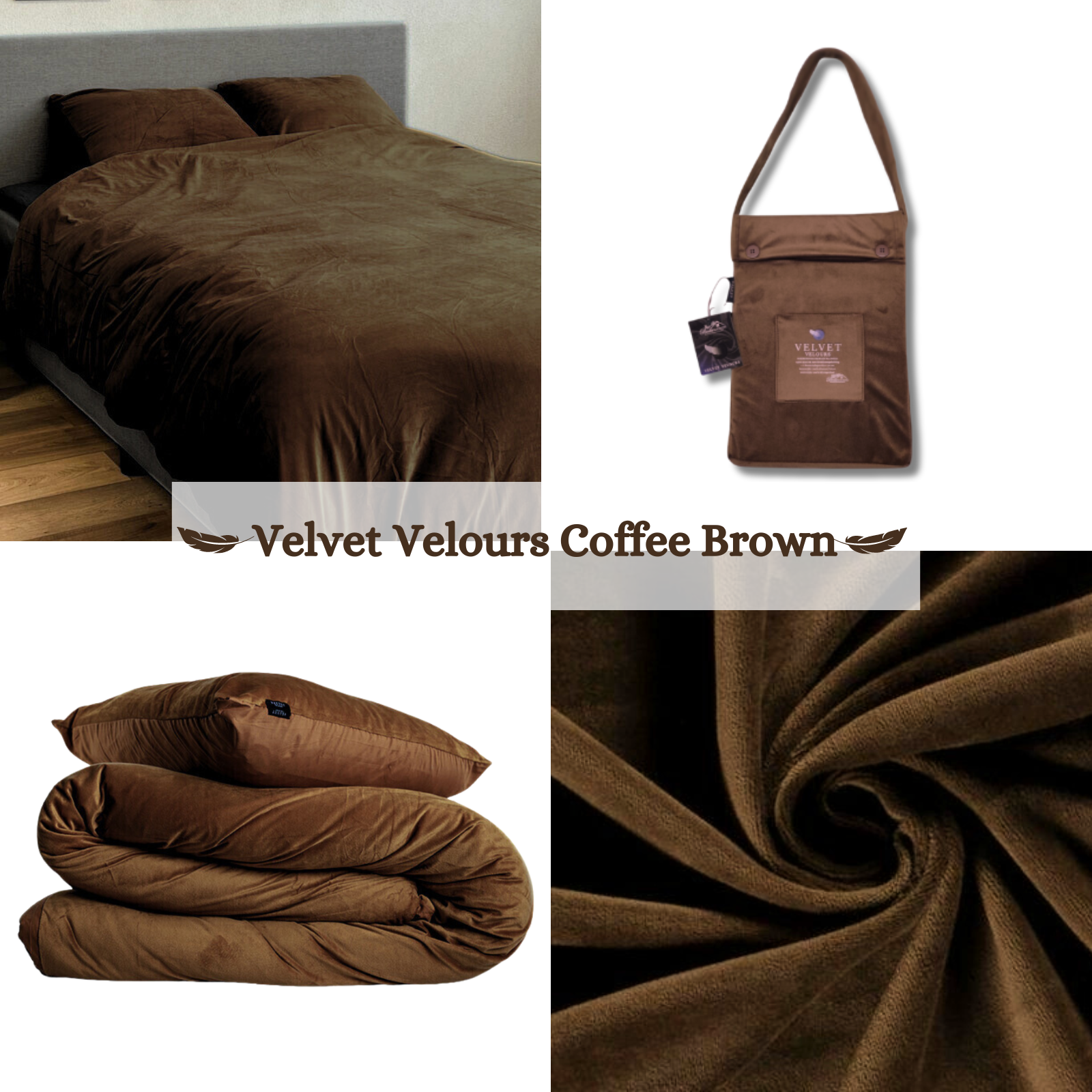 Fluwelen Dekbedovertrek Coffee Brown
