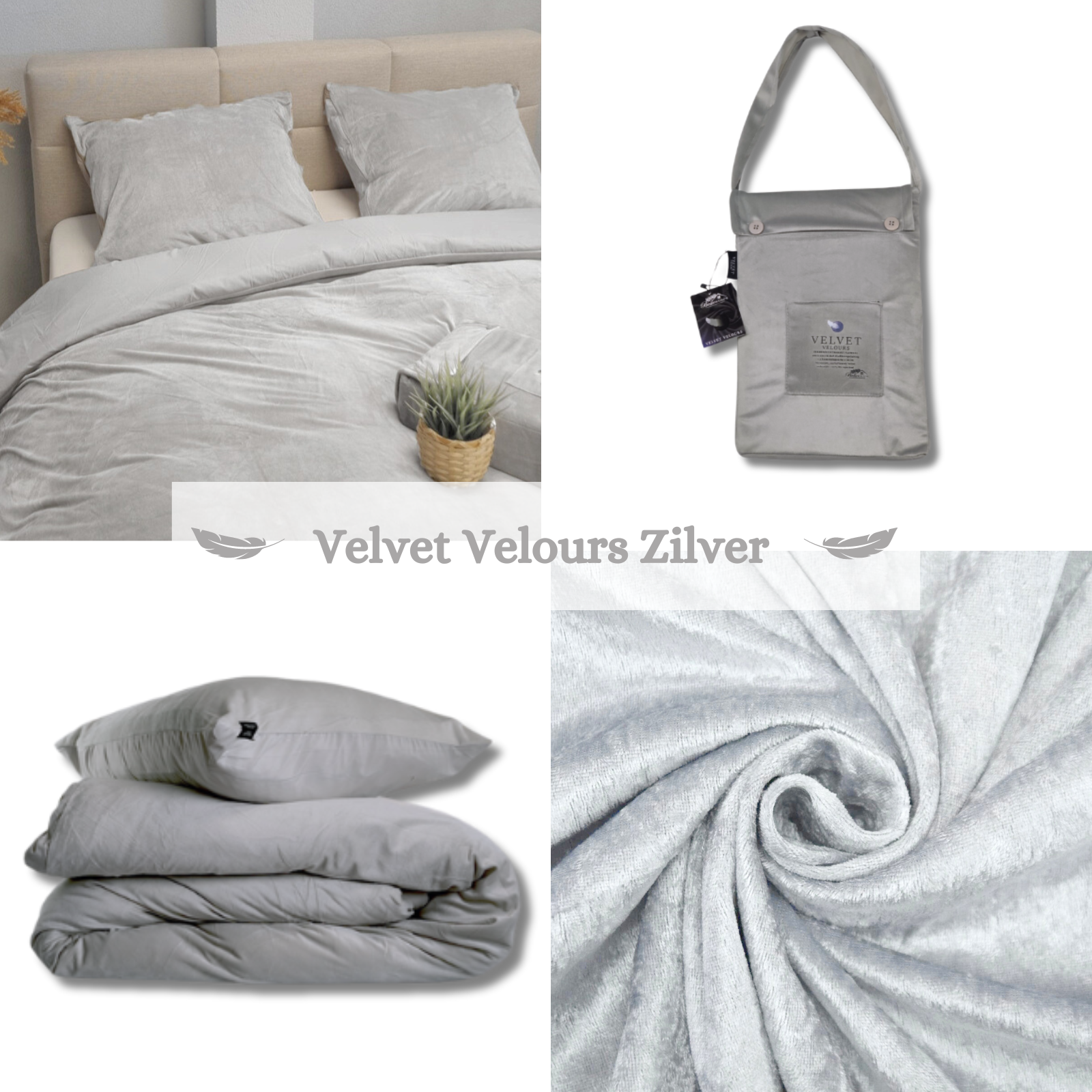 Fluwelen Dekbedovertrek Zilver Velvet/Velours