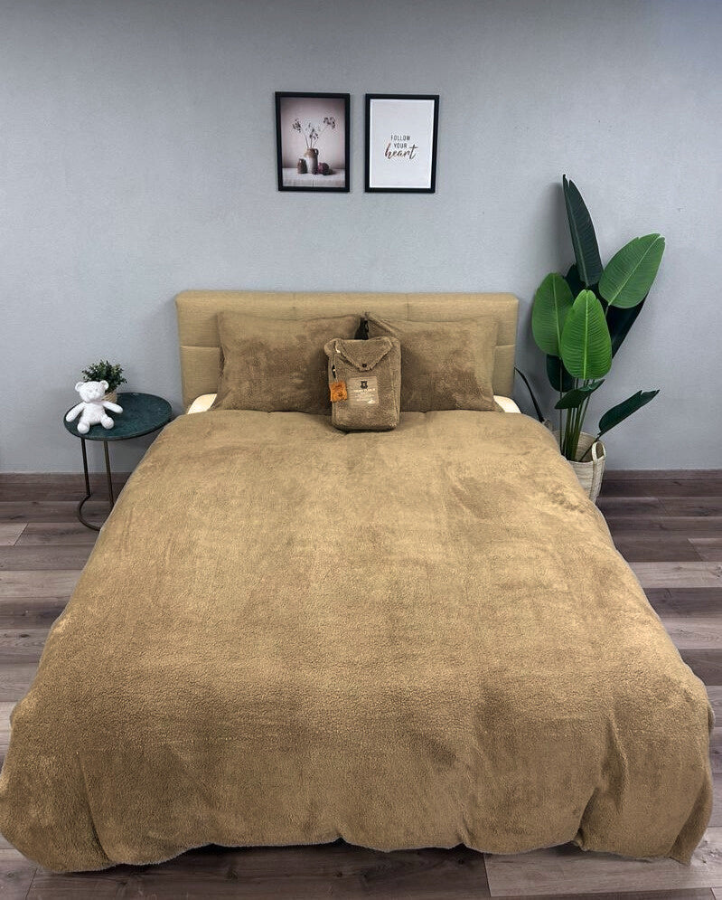 Taupe Teddy Dekbedovertrek Beau Maison