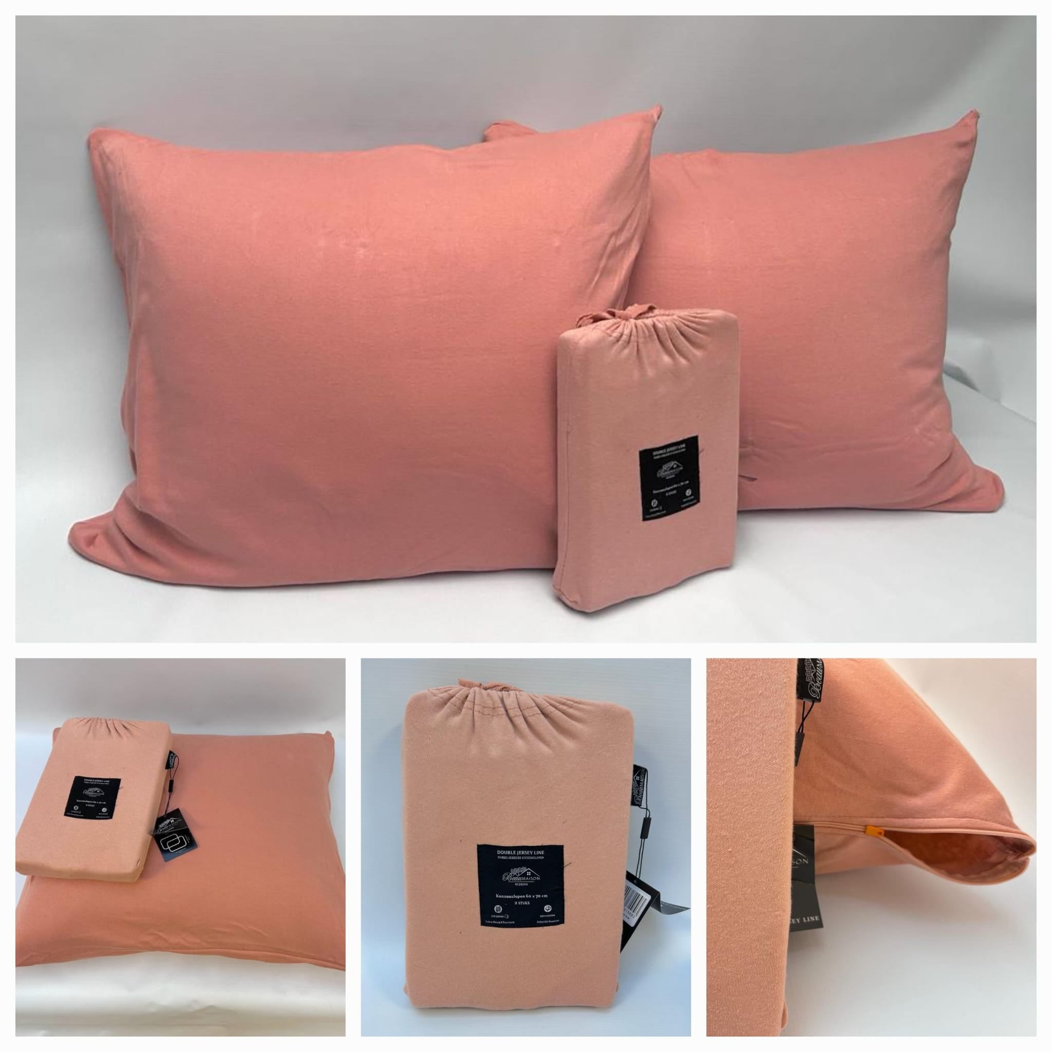 Dubbel Jersey Kussenslopen 60x70 cm Nude Pink - Set van 2
