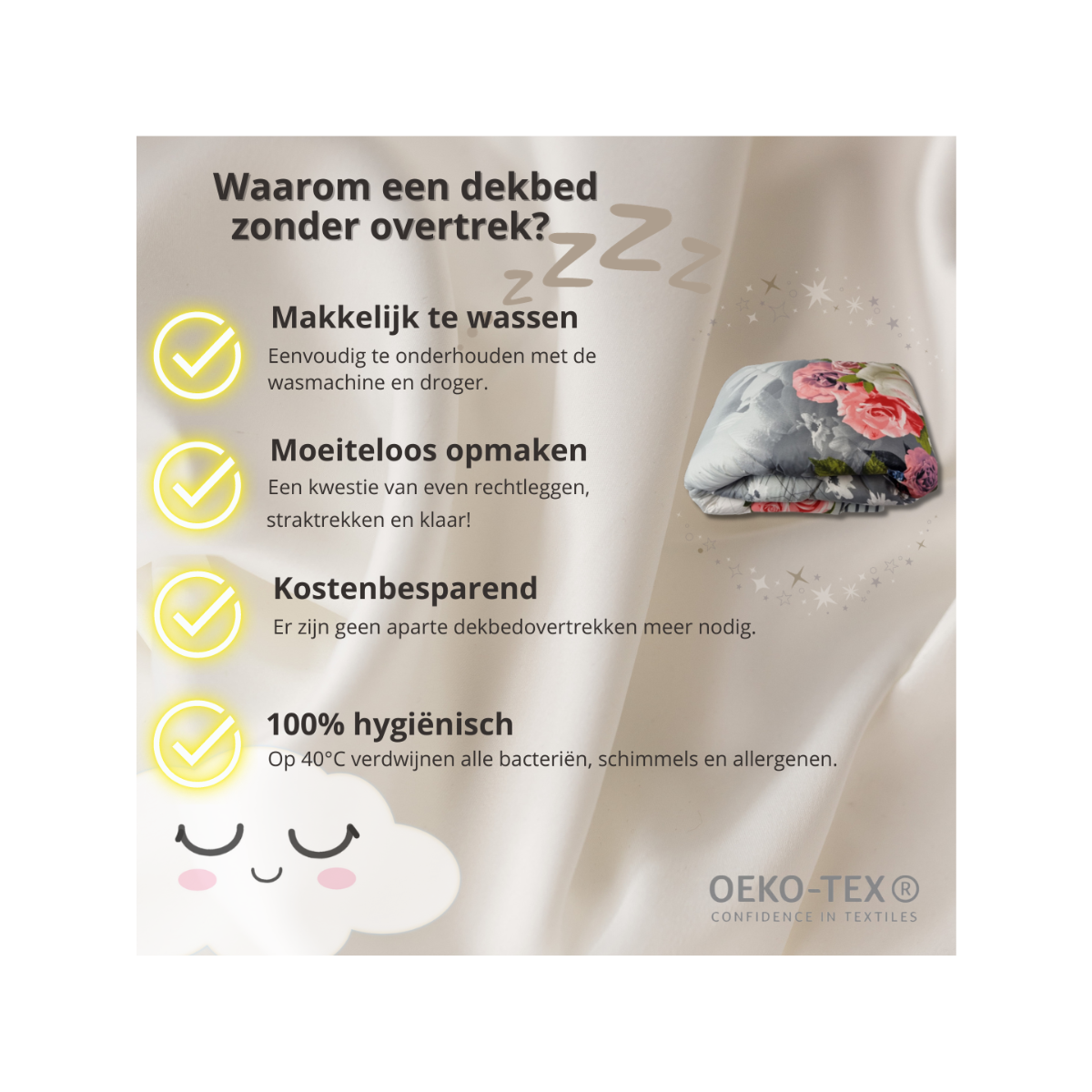 Bedrukte dekbed Beige-Taupe