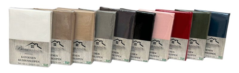 Set van 2 Katoenen Kussenslopen Zwart - Ademend, Anti Allergisch & OEKO-TEX Gecertificeerd!