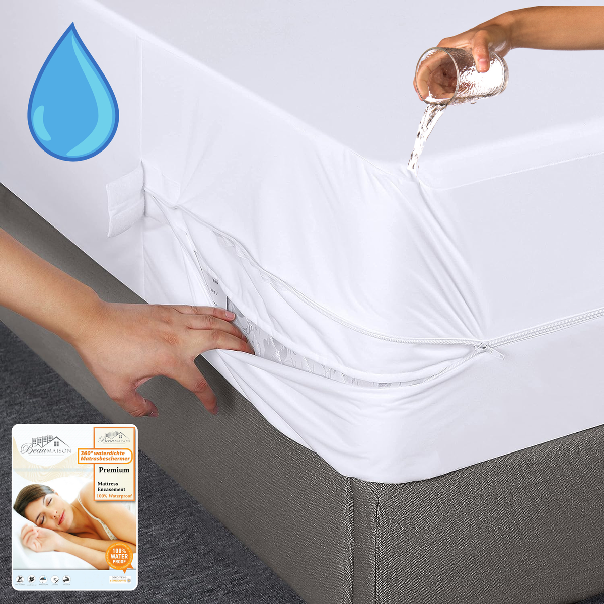 Matrasbeschermer met rits - 100% waterproof Premium