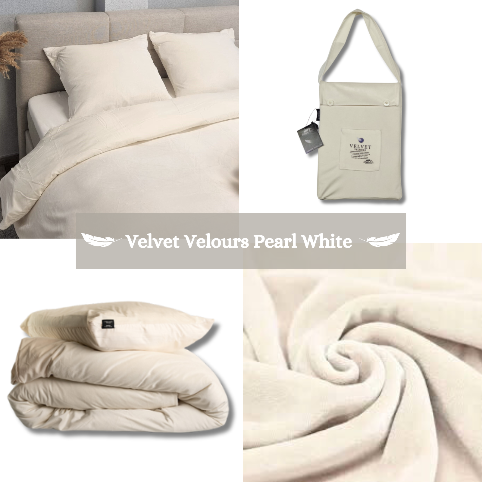 Fluwelen Dekbedovertrek Parelwit Velvet/Velours