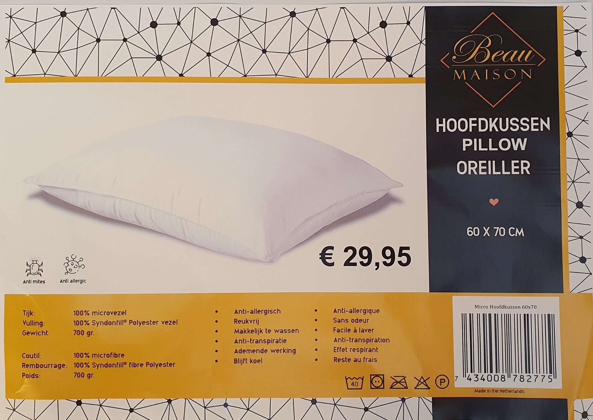 Budget Pillows - 2-pack vacuum-packed -  € 4,25 per kussen