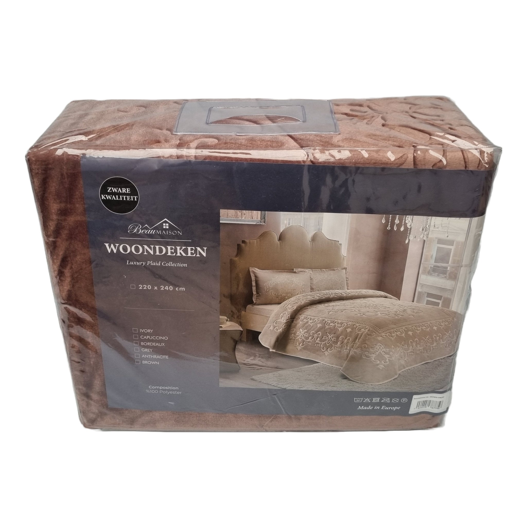 Embossed Uni Woondeken Brown 220 x 240 cm | Zware Kwaliteit