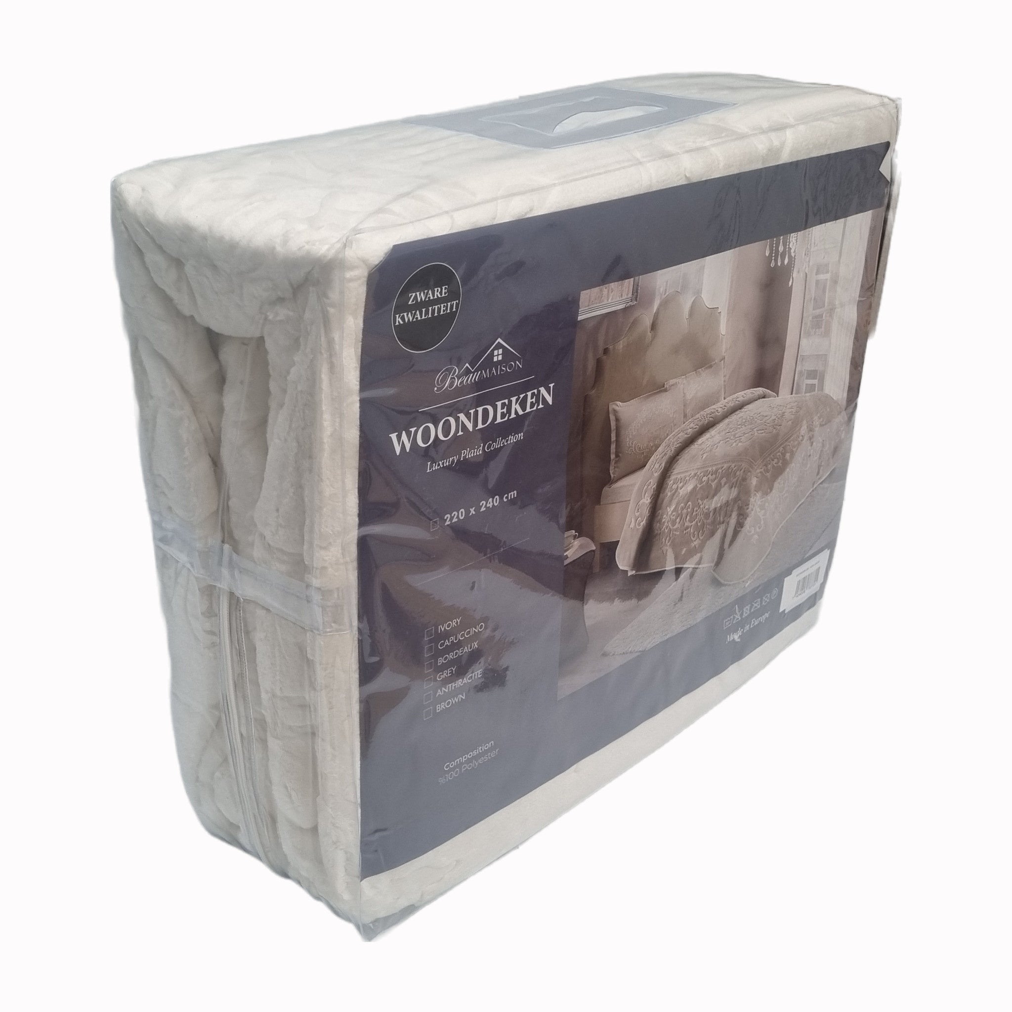 Embossed Uni Woondeken Ivory 220 x 240 cm | Zware Kwaliteit