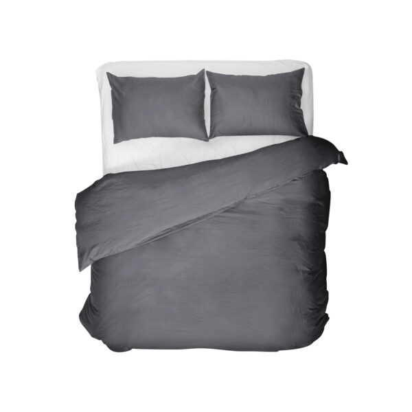 Egyptisch Katoen Uni Dekbedovertrek Antraciet 140 x 200/260 - Afbeelding 2