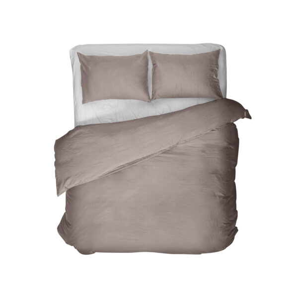 Egyptisch Katoen Uni Dekbedovertrek Taupe 200 x 200/260 - Afbeelding 2