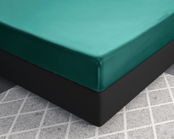 Satijnen Hoeslaken Donker Groen 120 x 200 - Afbeelding 3