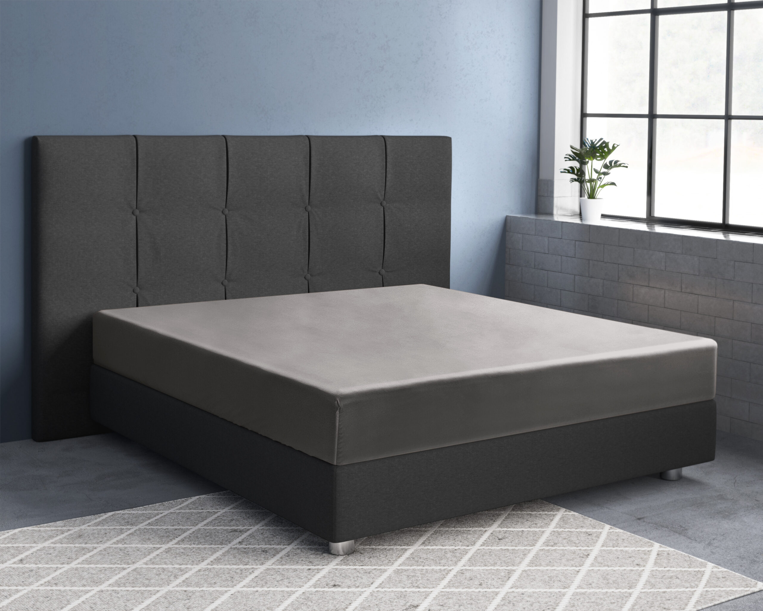 Satijnen Hoeslaken Grijs 90 x 220