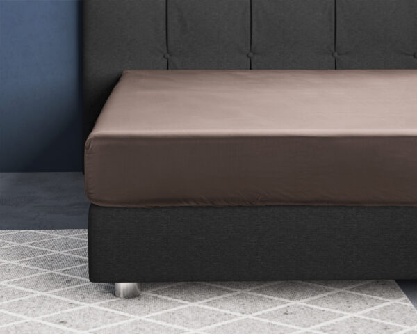 Satijnen Hoeslaken Taupe 180 x 210 - Afbeelding 2