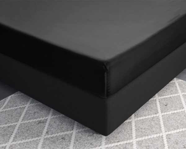 Satijnen Hoeslaken Zwart 120 x 200 - Afbeelding 3