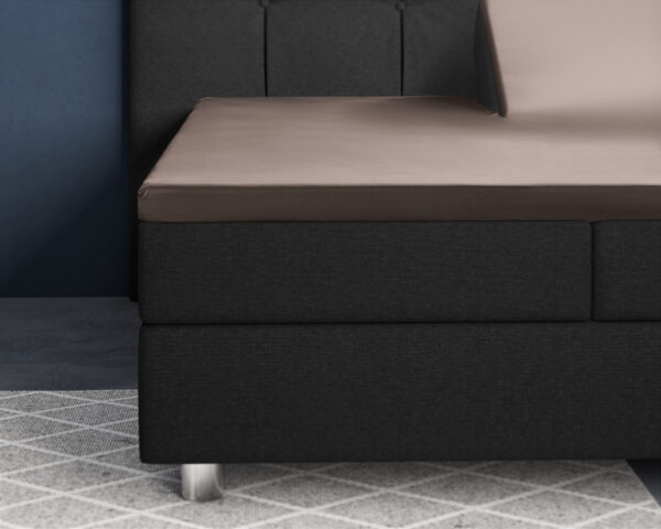 Splittopper Satijn Hoeslaken Taupe 180 x 200 - Afbeelding 2