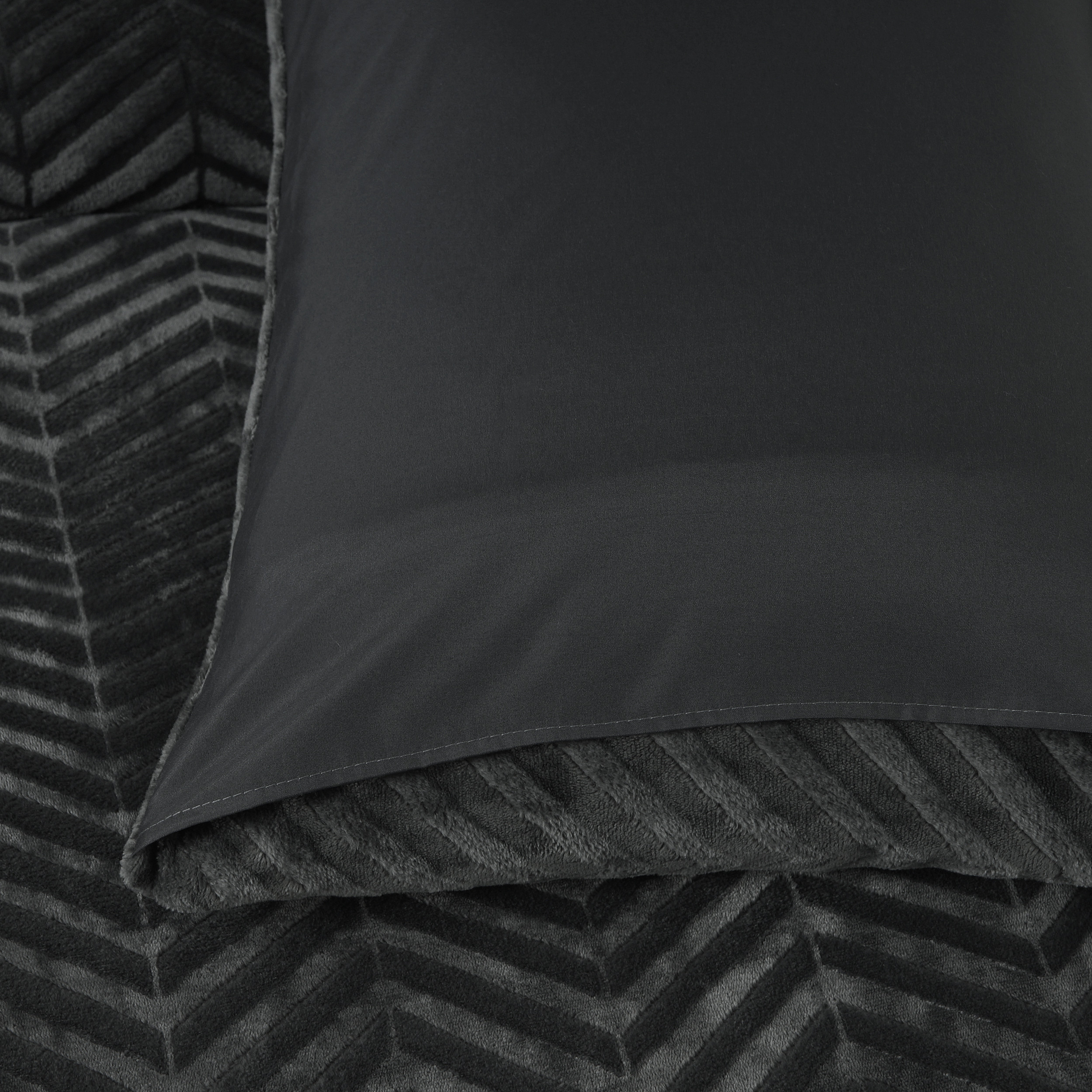 Chevron Teddy Antraciet 200 x 200/220