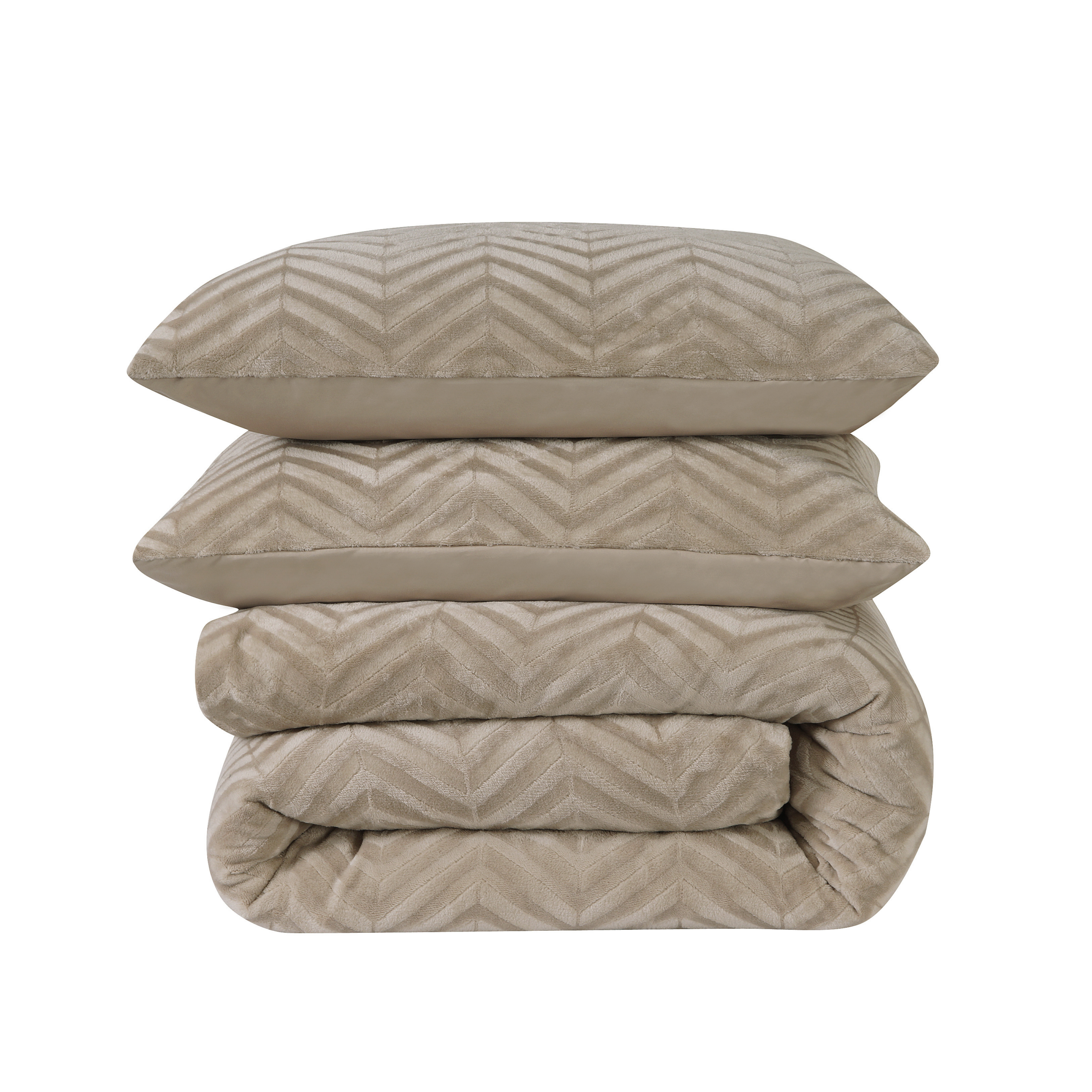 Chevron Teddy Taupe 240 x 200/220