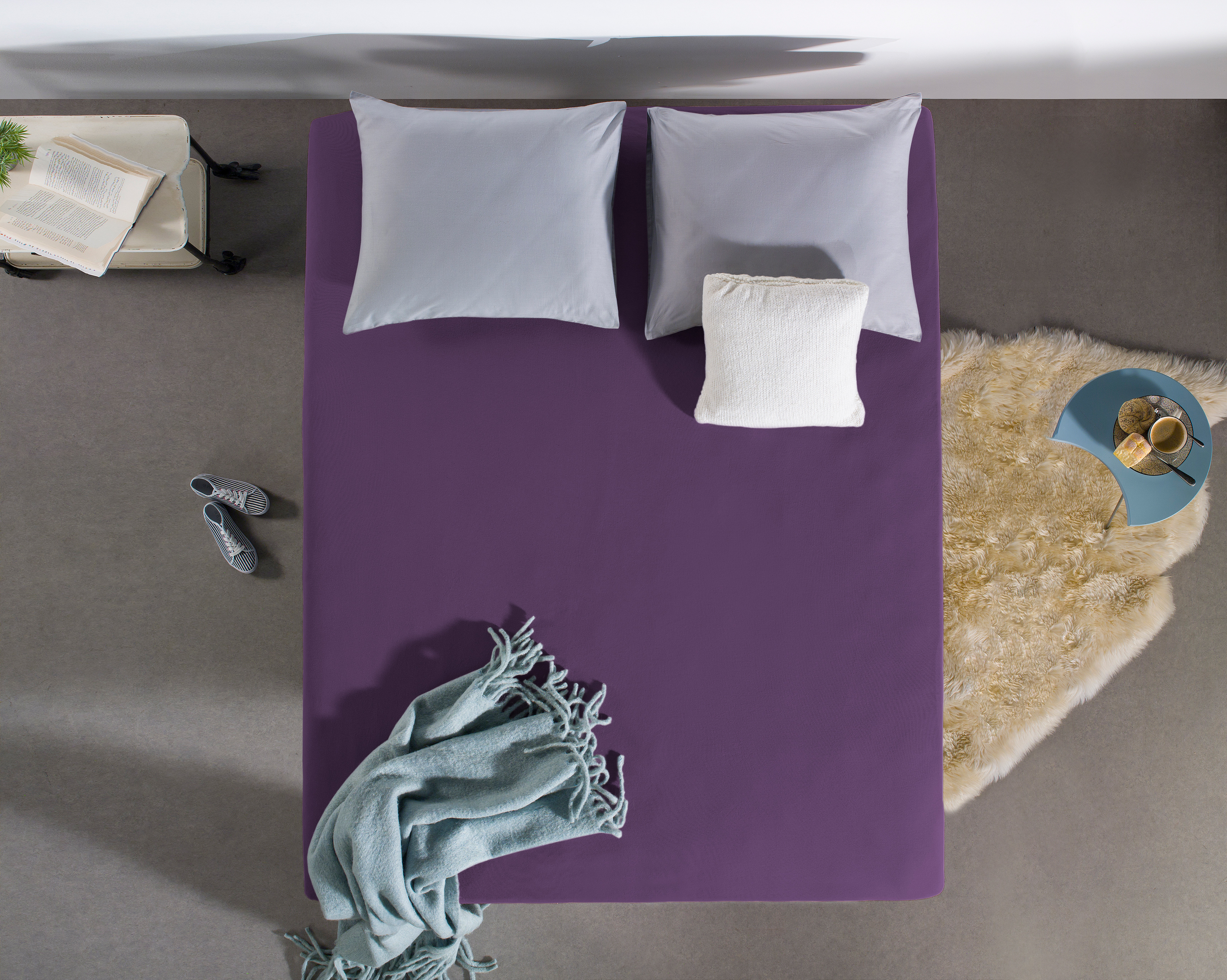 Enkel Jersey 135 gr. Hoeslaken Paars 140 x 200