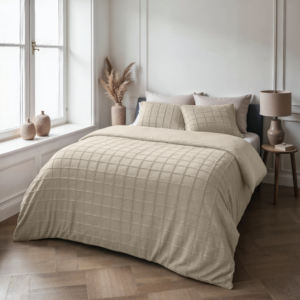 Faux Fur Check Beige 200x200/220