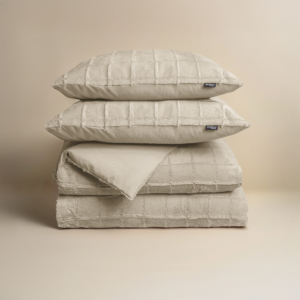 Faux Fur Check Beige 200x200/220