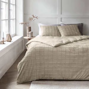 Faux Fur Check Beige 240x200/220