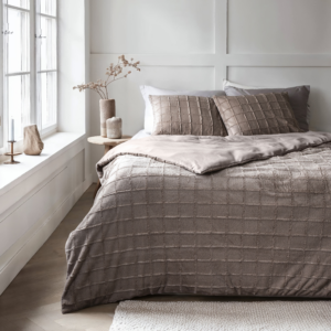 Faux Fur Check Taupe 140x200/220