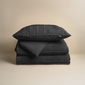 Faux Fur Check Zwart 140x200/220