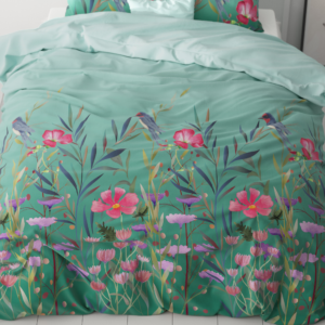 Flower & Birds Turquoise 200 x 200/220