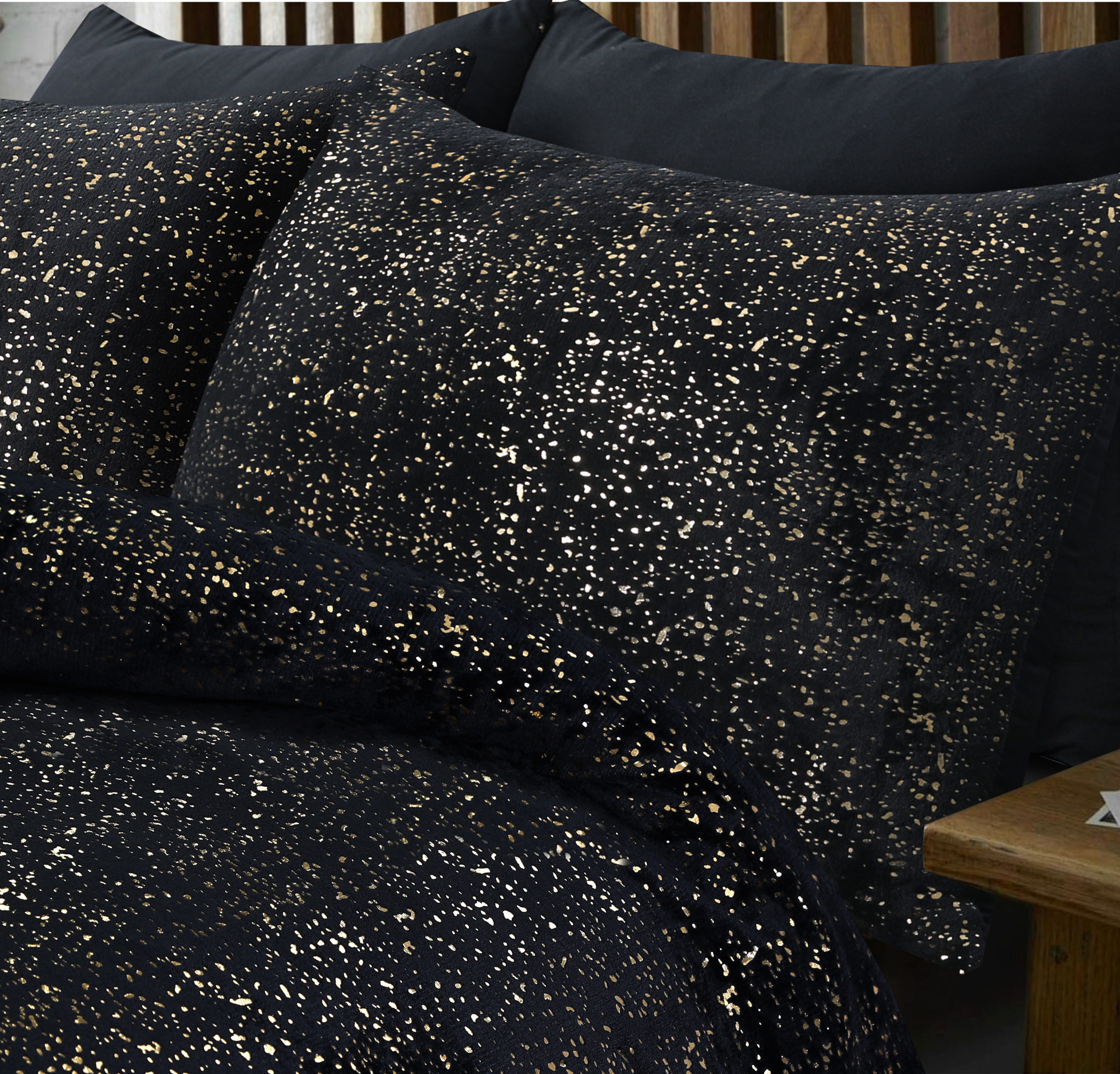 Glamour Flanel Sprankle Foil Zwart 240 x 200/220