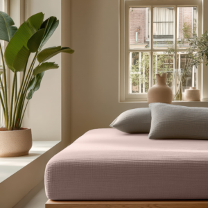 Hoeslaken Mousseline Blush Roze 140 x 200 + 30