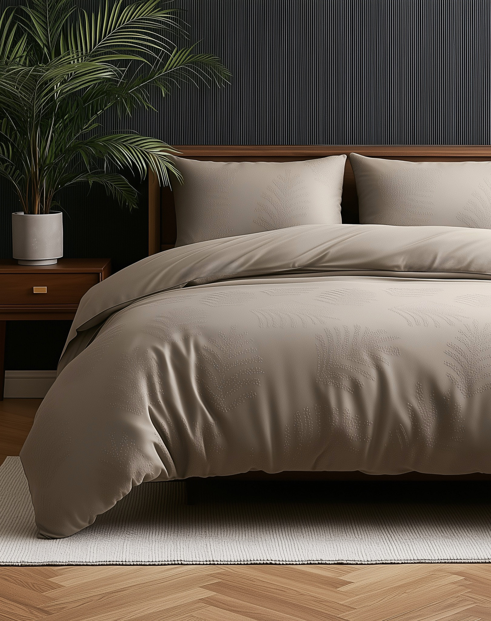 Leaves 3D Taupe/Grijs 140 x 200/220