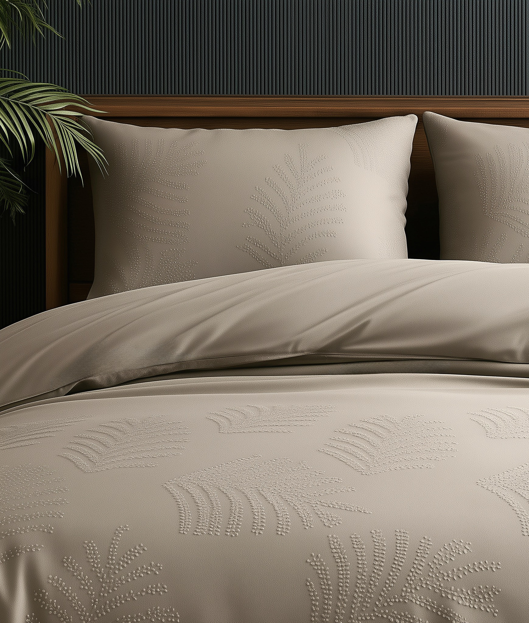 Leaves 3D Taupe/Grijs 140 x 200/220