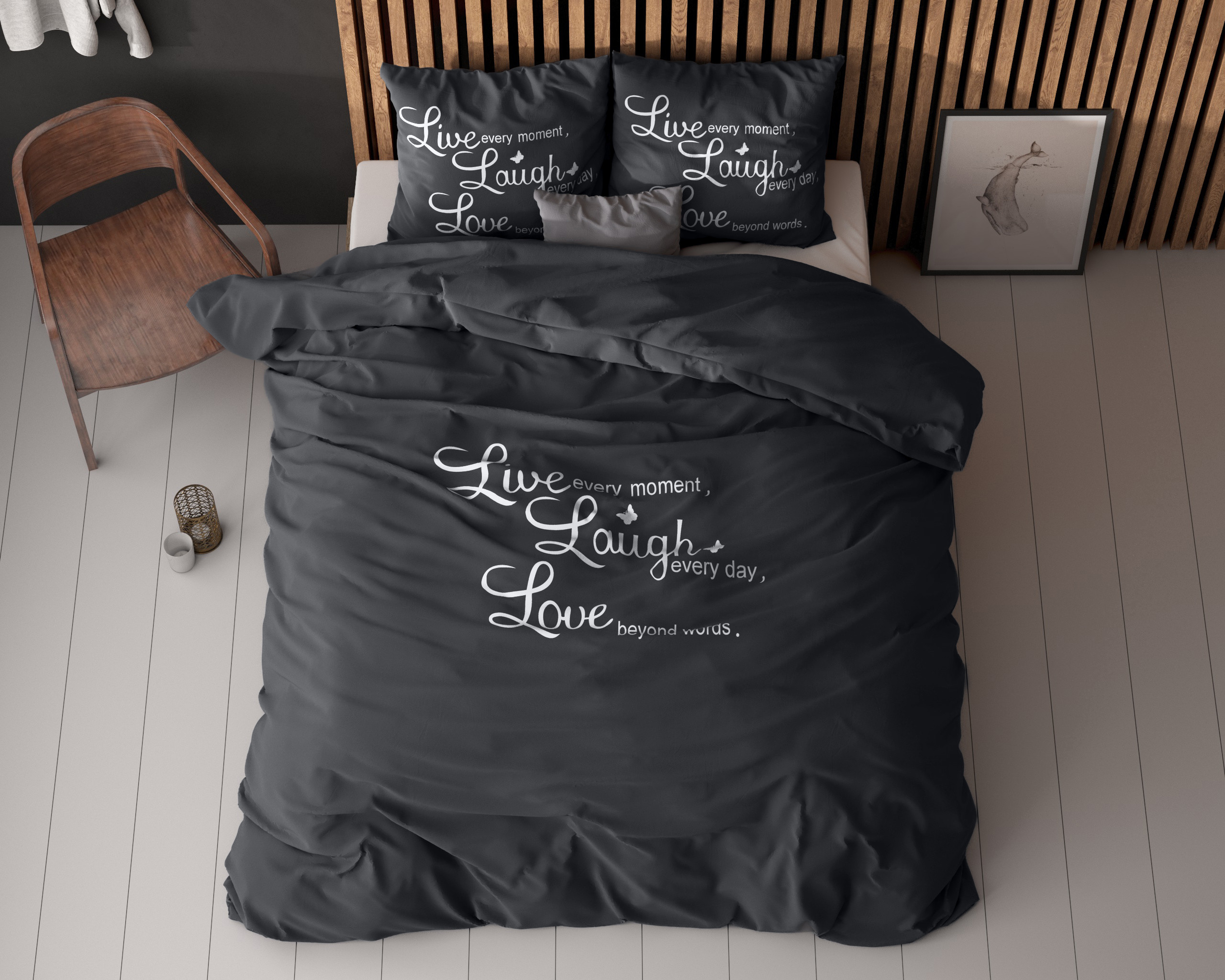 Live,, laugh and love Antraciet 140 x 200/220