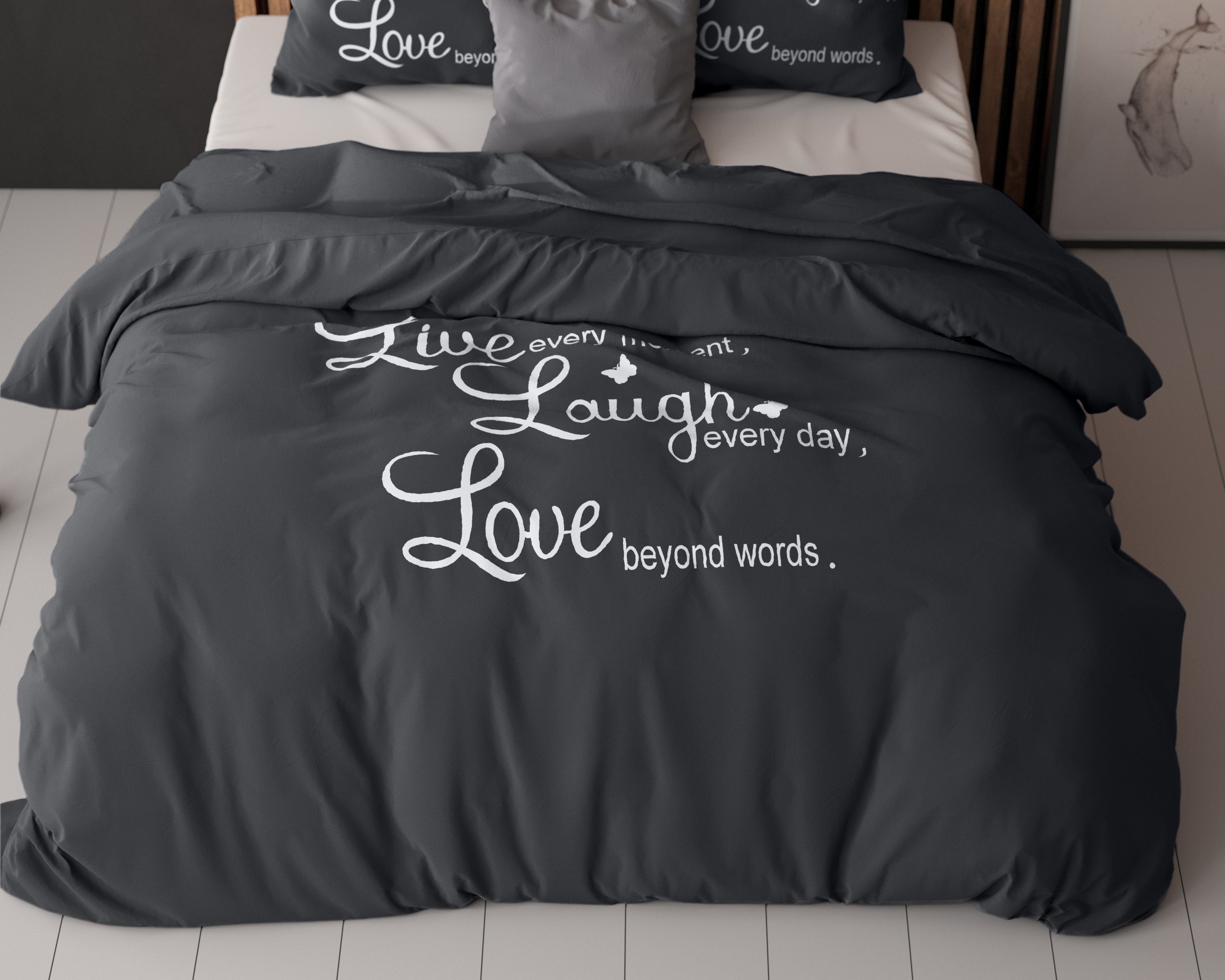 Live,, laugh and love Antraciet 140 x 200/220