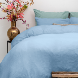 Mousseline Perkal Sky Blauw 200 x 200/220