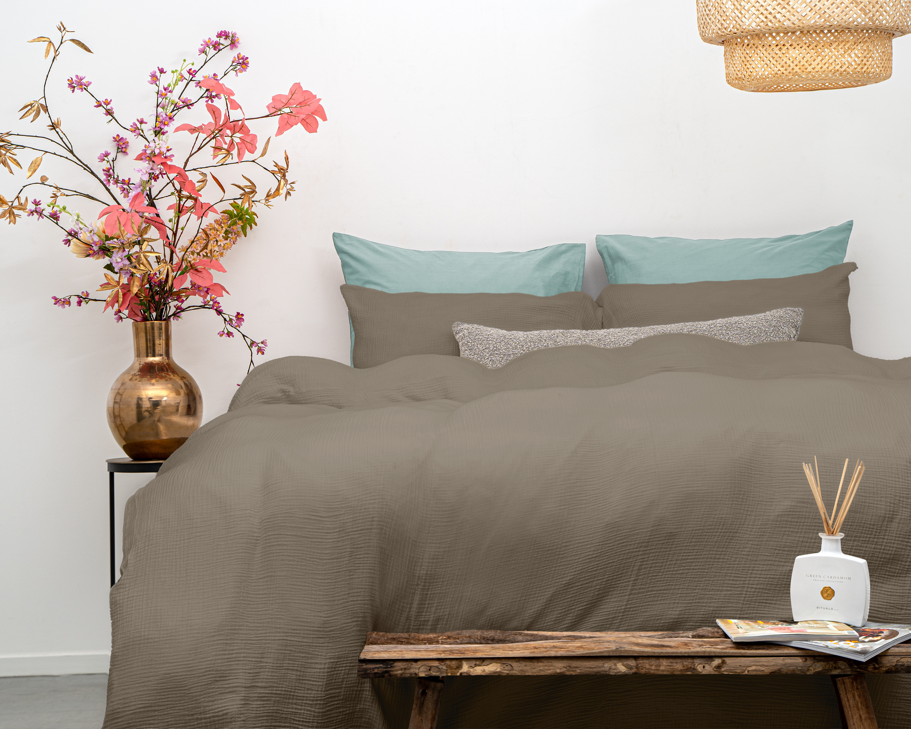 Mousseline Perkal Taupe 200 x 200/220