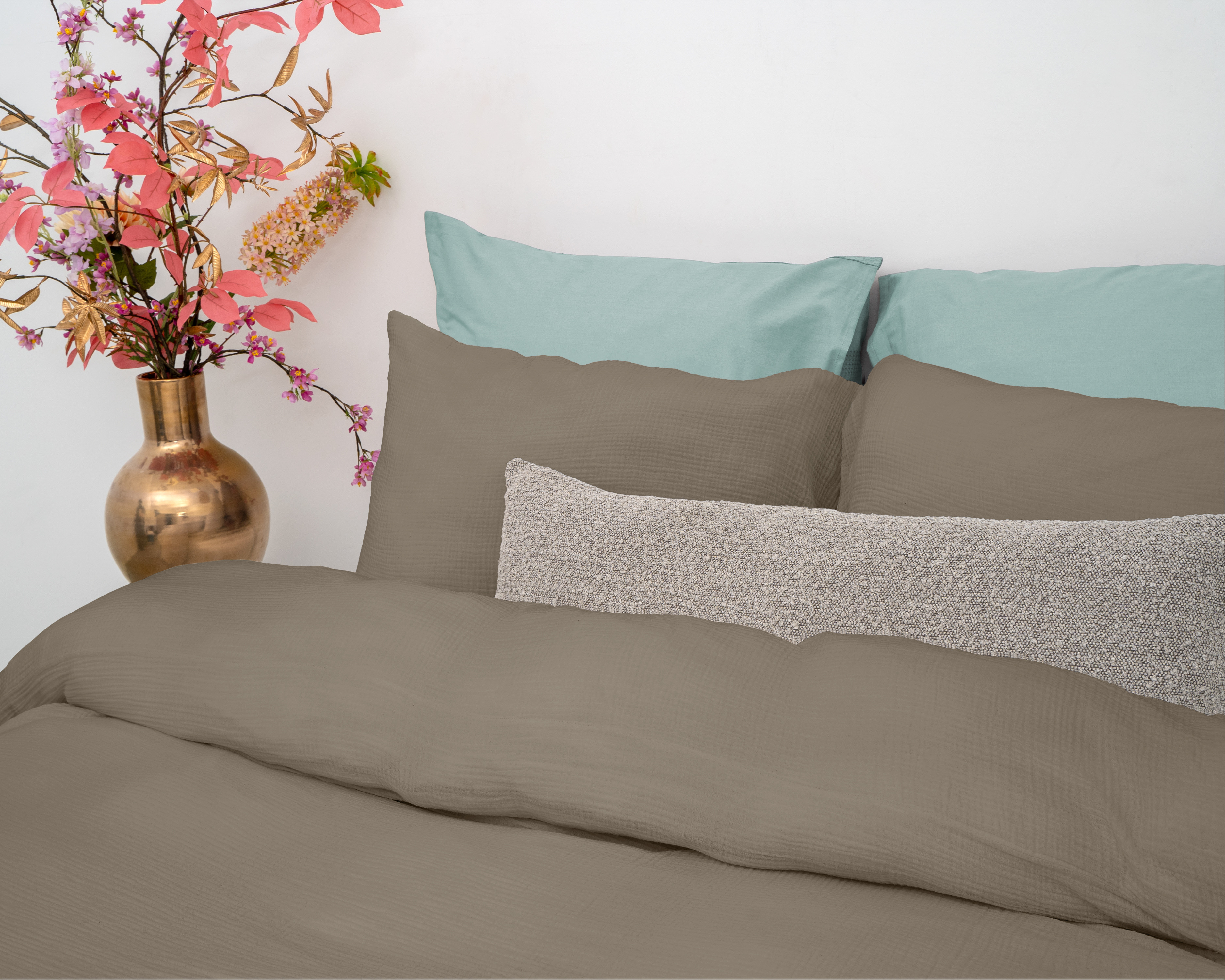 Mousseline Perkal Taupe 200 x 200/220