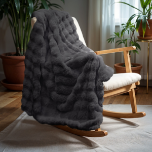 Pom Rabbit Fur plaid Antraciet 240 x 200