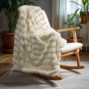 Pom Rabbit Fur plaid Beige 240 x 200