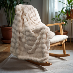 Pom Rabbit Fur plaid Zand 240 x 200