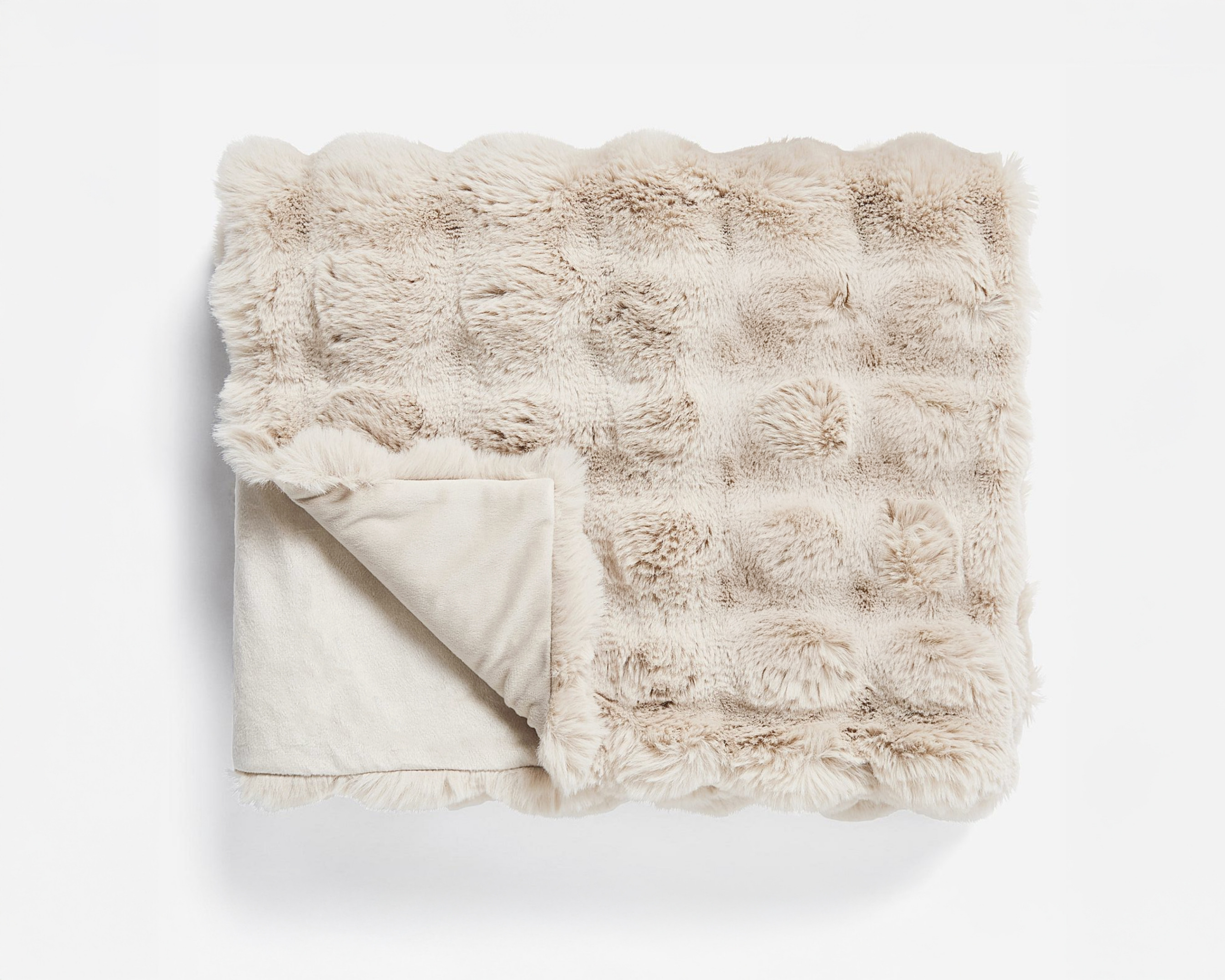 Pom Rabbit Fur plaid Zand 240 x 200