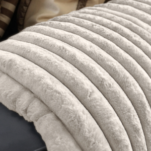 Rib Rabbit Fur Plaid Ecru 240 x 200