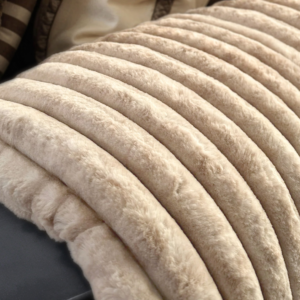 Rib Rabbit Fur Plaid Zand 240 x 200