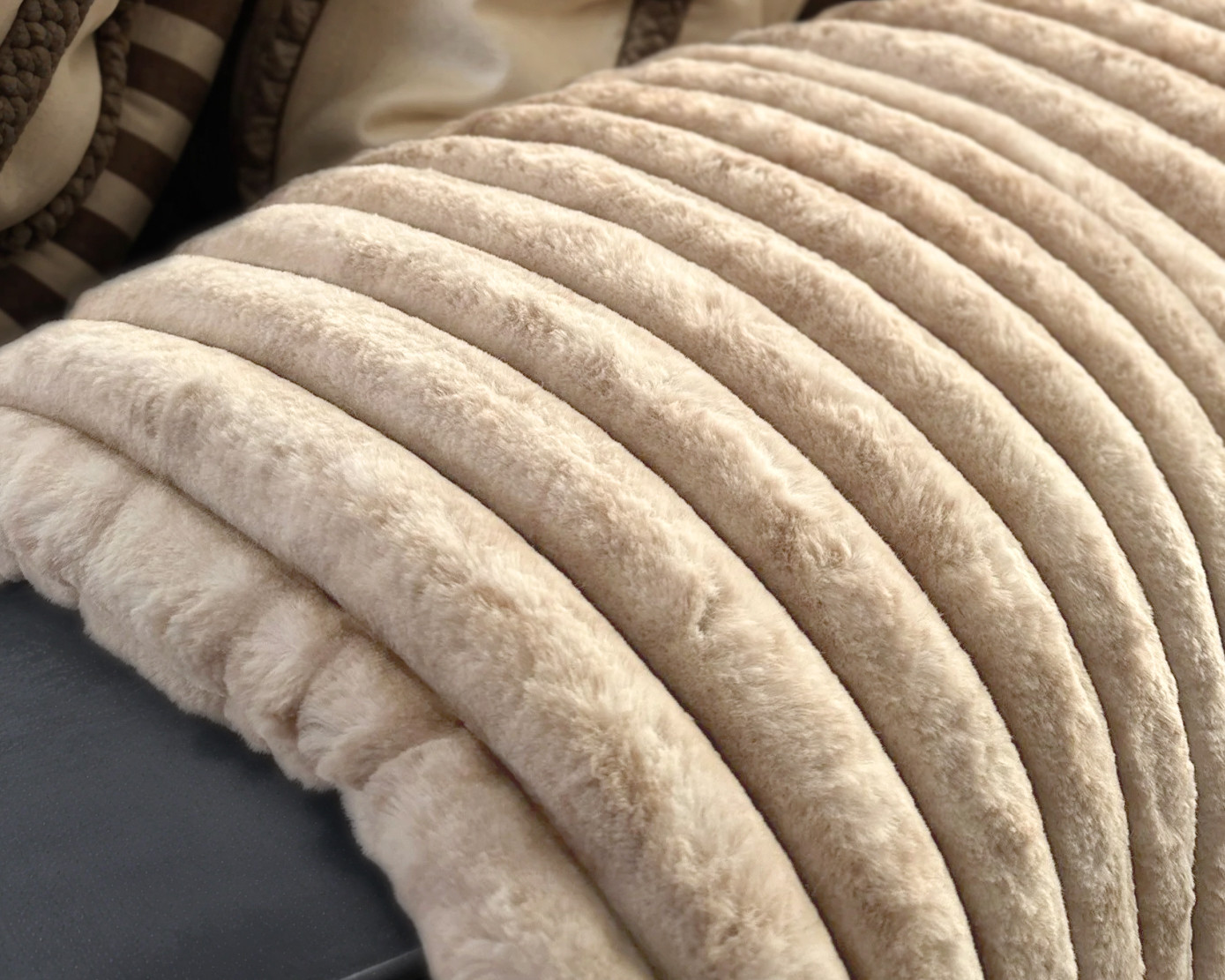 Rib Rabbit Fur Plaid Zand 240 x 200