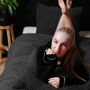 Rib Teddy Zwart 200x200/220