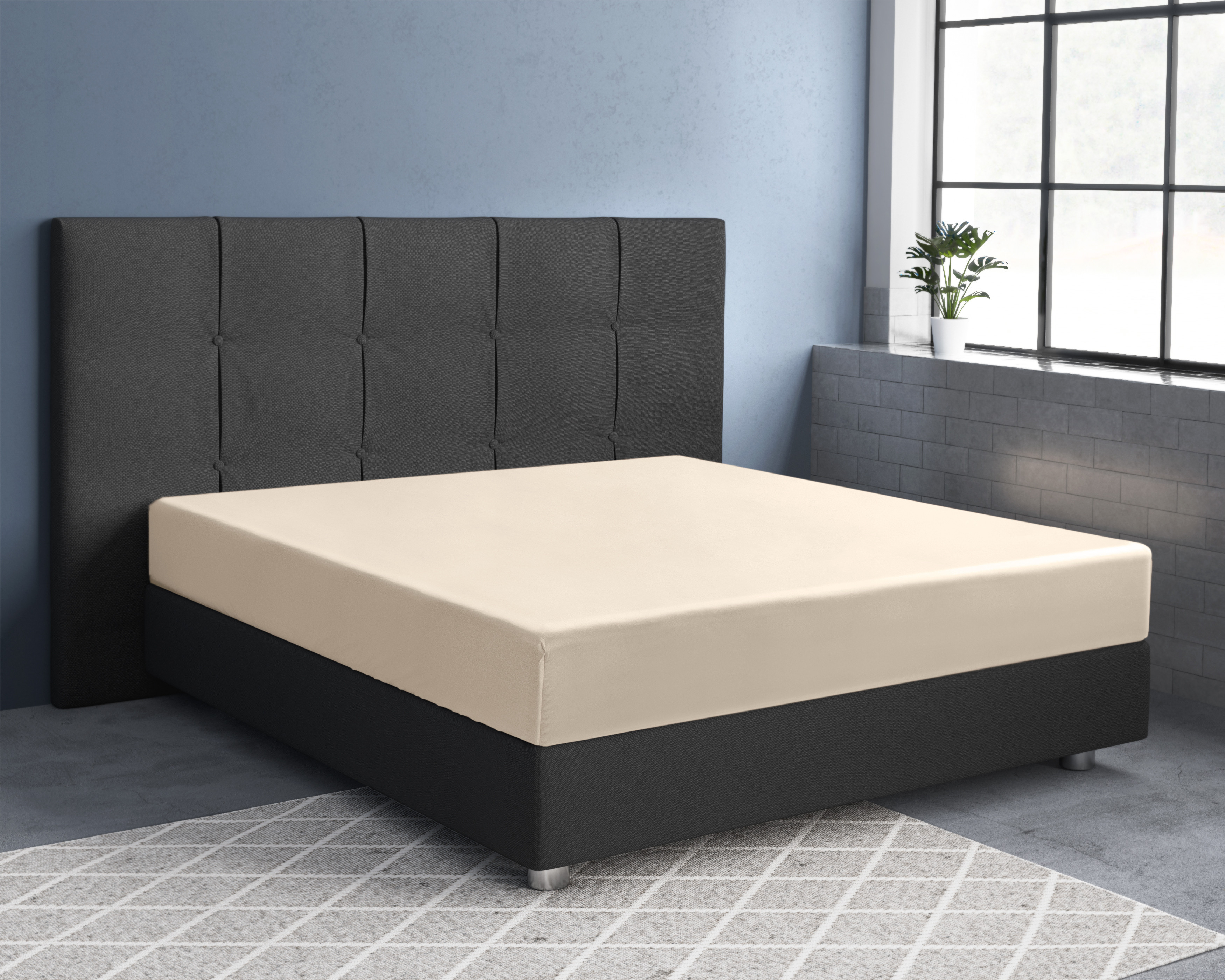 Satijnen Hoeslaken Zand 160 x 220