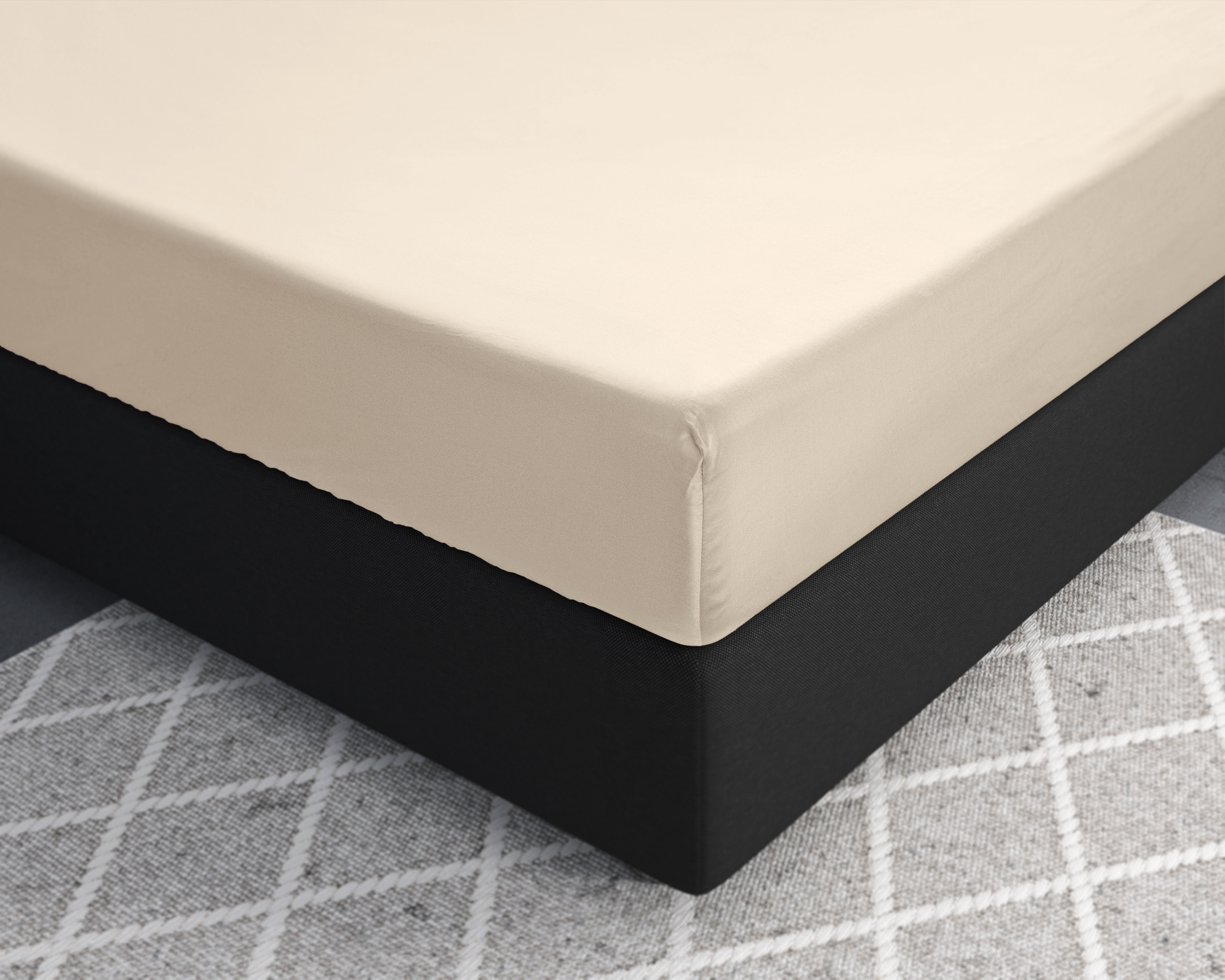 Satijnen Hoeslaken Zand 160 x 220